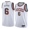 White_Throwback Eric Bledsoe Bucks #6 Twill Basketball Jersey FREE SHIPPING