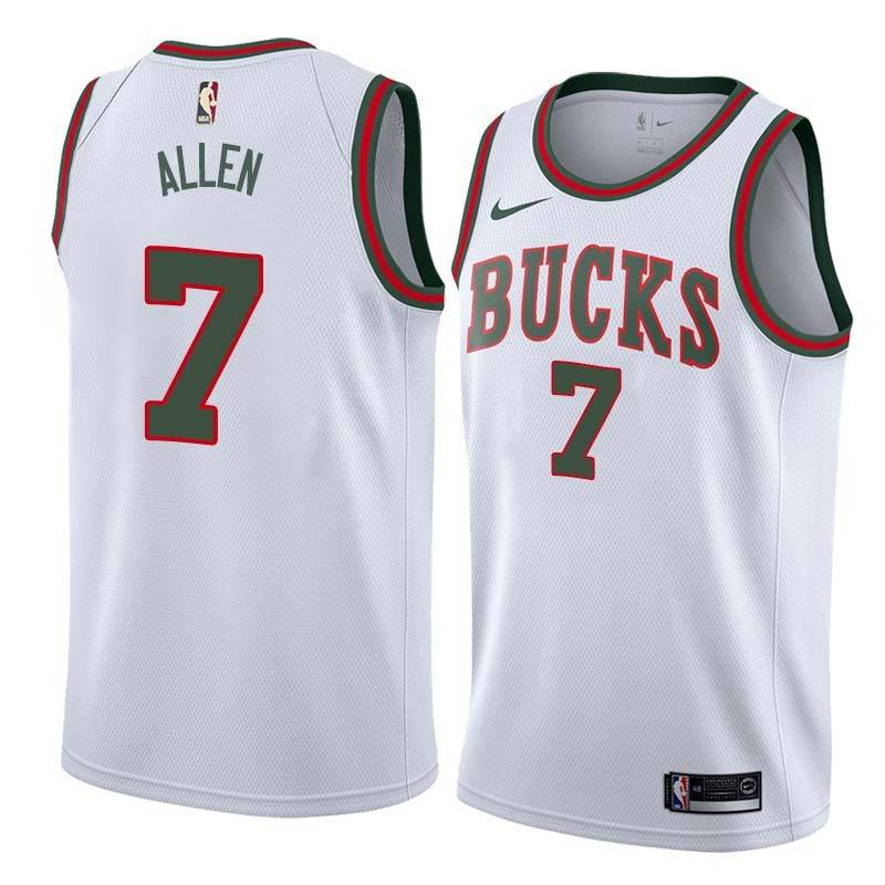 White_Throwback Lucius Allen Bucks #7 Twill Basketball Jersey FREE SHIPPING