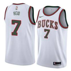 White_Throwback J.R. Reid Bucks #7 Twill Basketball Jersey FREE SHIPPING