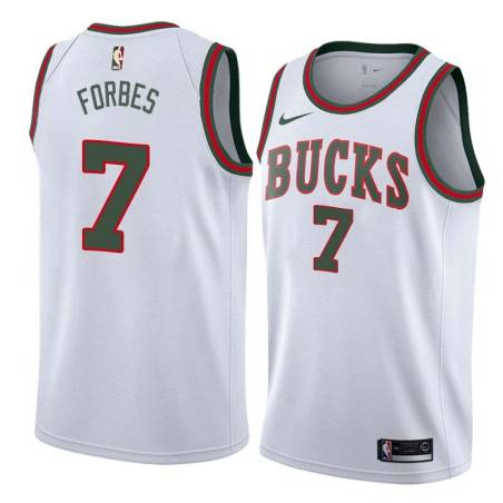 White_Throwback Bryn Forbes Bucks #7 Twill Basketball Jersey FREE SHIPPING