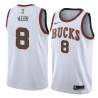 White_Throwback Jeff Webb Bucks #8 Twill Basketball Jersey FREE SHIPPING