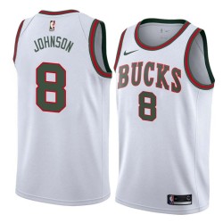 White_Throwback Marques Johnson Bucks #8 Twill Basketball Jersey FREE SHIPPING