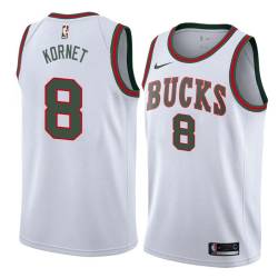 White_Throwback Frank Kornet Bucks #8 Twill Basketball Jersey FREE SHIPPING