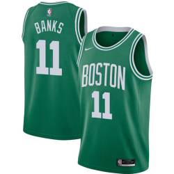 Green Marcus Banks Twill Basketball Jersey -Celtics #11 Banks Twill Jerseys, FREE SHIPPING