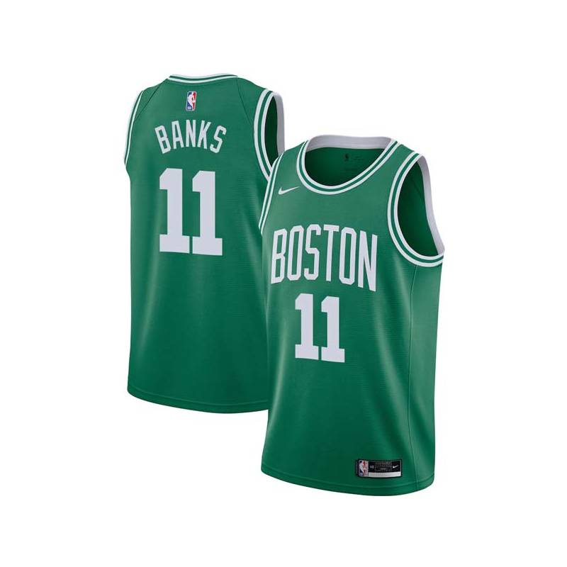 Green Marcus Banks Twill Basketball Jersey -Celtics #11 Banks Twill Jerseys, FREE SHIPPING