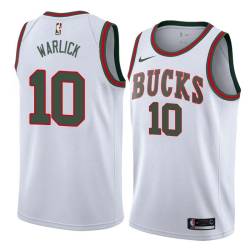 White_Throwback Bob Warlick Bucks #10 Twill Basketball Jersey FREE SHIPPING