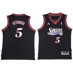 Black Throwback Paul Seymour Twill Basketball Jersey -76ers #5 Seymour Twill Jerseys, FREE SHIPPING