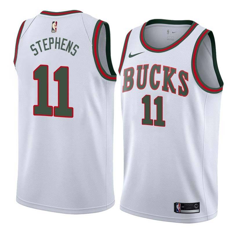 White_Throwback Everette Stephens Bucks #11 Twill Basketball Jersey FREE SHIPPING