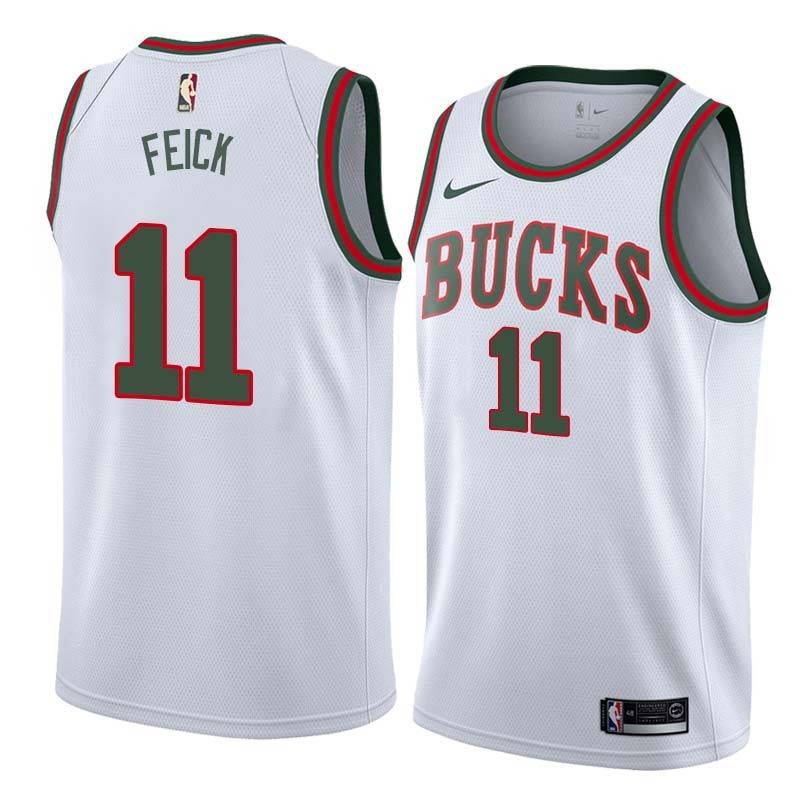 White_Throwback Jamie Feick Bucks #11 Twill Basketball Jersey FREE SHIPPING