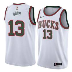 White_Throwback Ekpe Udoh Bucks #13 Twill Basketball Jersey FREE SHIPPING