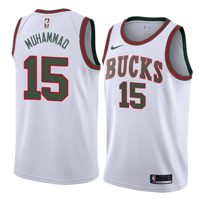 White_Throwback Shabazz Muhammad Bucks #15 Twill Basketball Jersey FREE SHIPPING