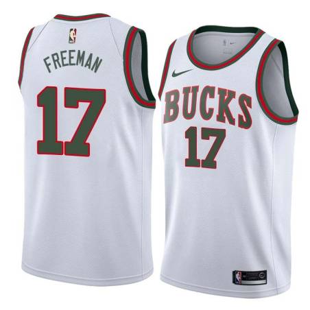 White_Throwback Gary Freeman Bucks #17 Twill Basketball Jersey FREE SHIPPING