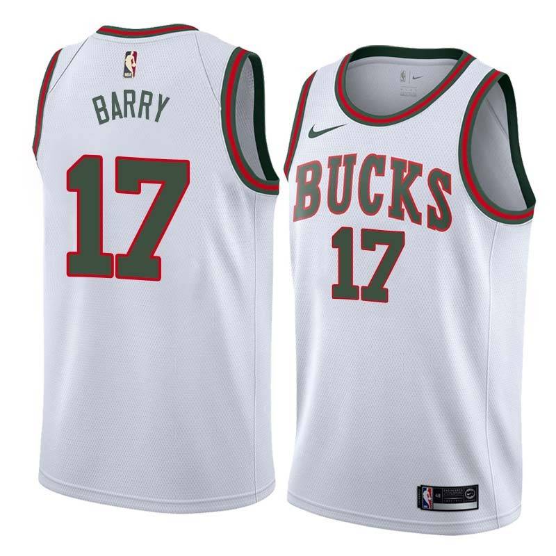 White_Throwback Jon Barry Bucks #17 Twill Basketball Jersey FREE SHIPPING