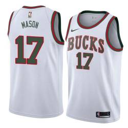 White_Throwback Anthony Mason Bucks #17 Twill Basketball Jersey FREE SHIPPING