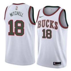 White_Throwback Tony Mitchell Bucks #18 Twill Basketball Jersey FREE SHIPPING