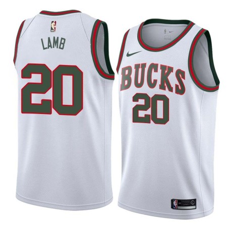 White_Throwback Doron Lamb Bucks #20 Twill Basketball Jersey FREE SHIPPING