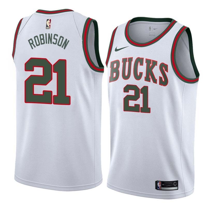 White_Throwback Flynn Robinson Bucks #21 Twill Basketball Jersey FREE SHIPPING