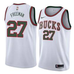 White_Throwback Gary Freeman Bucks #27 Twill Basketball Jersey FREE SHIPPING