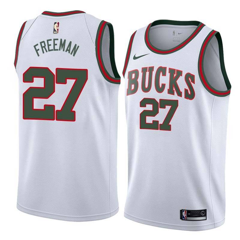 White_Throwback Gary Freeman Bucks #27 Twill Basketball Jersey FREE SHIPPING