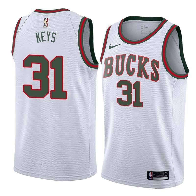 White_Throwback Randolph Keys Bucks #31 Twill Basketball Jersey FREE SHIPPING