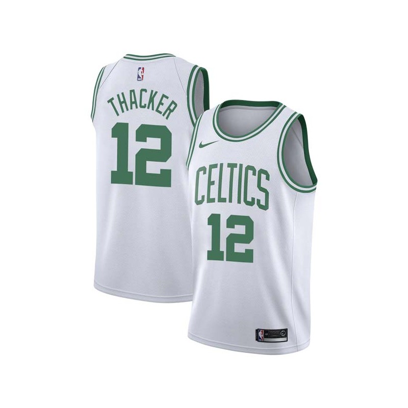 White Tom Thacker Twill Basketball Jersey -Celtics #12 Thacker Twill Jerseys, FREE SHIPPING