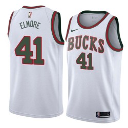 White_Throwback Len Elmore Bucks #41 Twill Basketball Jersey FREE SHIPPING