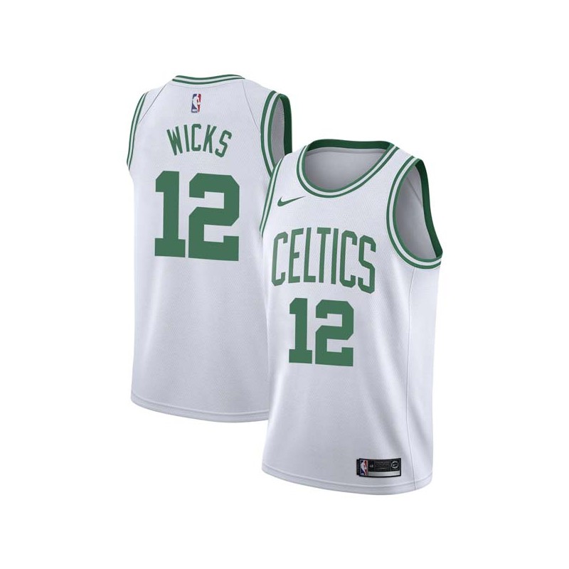 White Sidney Wicks Twill Basketball Jersey -Celtics #12 Wicks Twill Jerseys, FREE SHIPPING