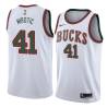 White_Throwback Nikola Mirotic Bucks #41 Twill Basketball Jersey FREE SHIPPING