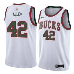 White_Throwback Lucius Allen Bucks #42 Twill Basketball Jersey FREE SHIPPING