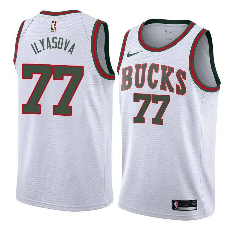 White_Throwback Ersan Ilyasova Bucks #77 Twill Basketball Jersey FREE SHIPPING