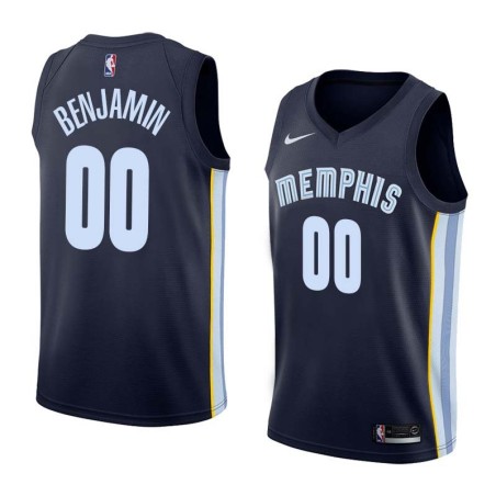 Navy Benoit Benjamin Grizzlies #00 Twill Basketball Jersey FREE SHIPPING