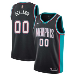 Black_Throwback Benoit Benjamin Grizzlies #00 Twill Basketball Jersey FREE SHIPPING