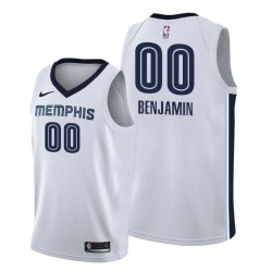 White Benoit Benjamin Grizzlies #00 Twill Basketball Jersey FREE SHIPPING