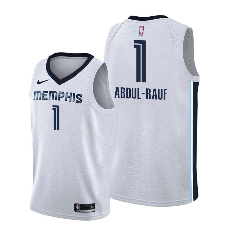 White Mahmoud Abdul-Rauf Grizzlies #1 Twill Basketball Jersey FREE SHIPPING