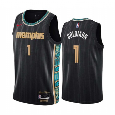 Black_City Will Solomon Grizzlies #1 Twill Basketball Jersey FREE SHIPPING