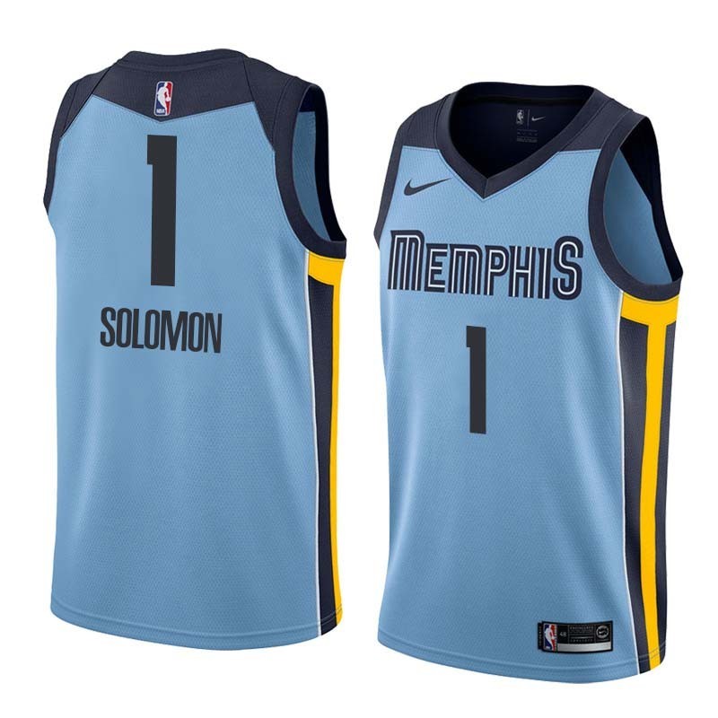 Beale_Street_Blue Will Solomon Grizzlies #1 Twill Basketball Jersey FREE SHIPPING