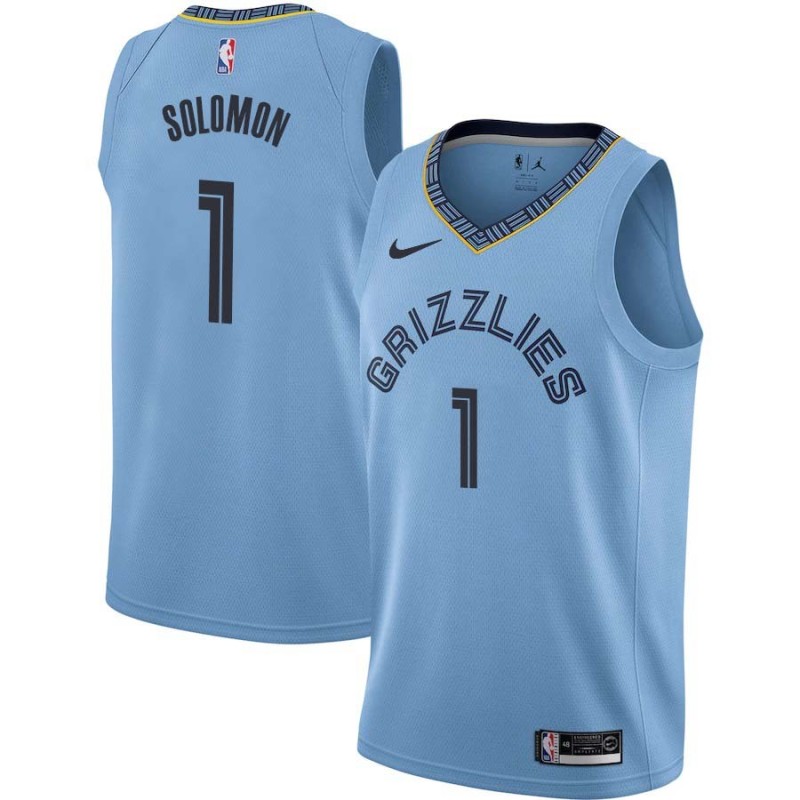 Beale_Street_Blue2 Will Solomon Grizzlies #1 Twill Basketball Jersey FREE SHIPPING