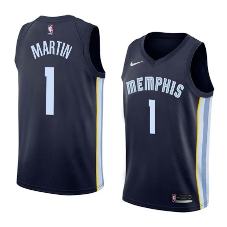 Navy Jarell Martin Grizzlies #1 Twill Basketball Jersey FREE SHIPPING