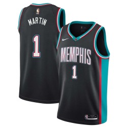 Black_Throwback Jarell Martin Grizzlies #1 Twill Basketball Jersey FREE SHIPPING