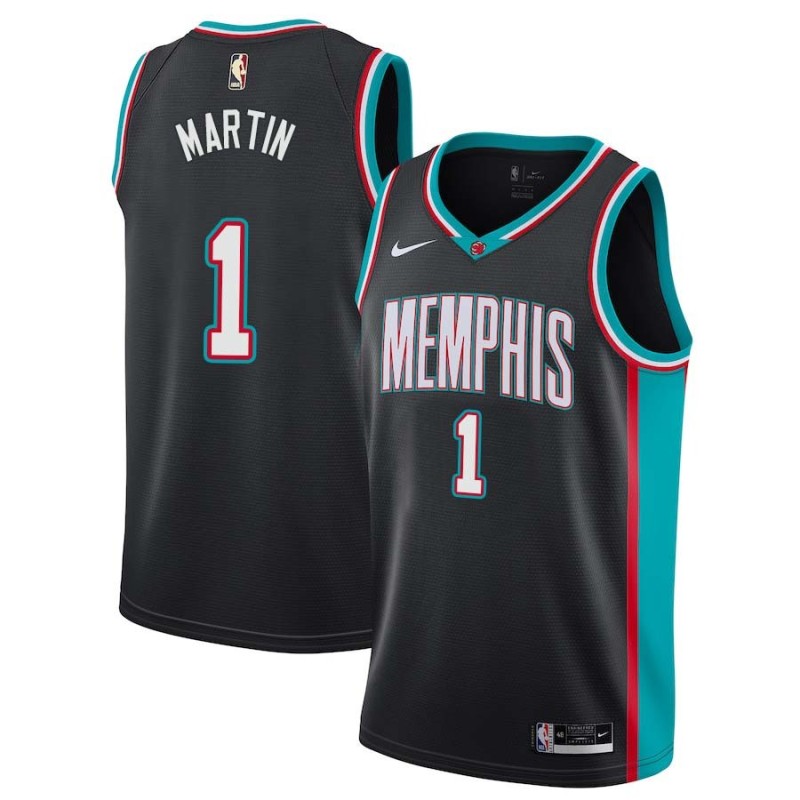 Black_Throwback Jarell Martin Grizzlies #1 Twill Basketball Jersey FREE SHIPPING
