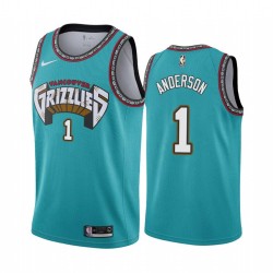 Green_Throwback Kyle Anderson Grizzlies #1 Twill Basketball Jersey FREE SHIPPING