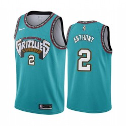 Green_Throwback Greg Anthony Grizzlies #2 Twill Basketball Jersey FREE SHIPPING