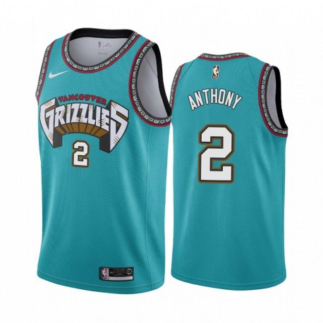 Green_Throwback Greg Anthony Grizzlies #2 Twill Basketball Jersey FREE SHIPPING