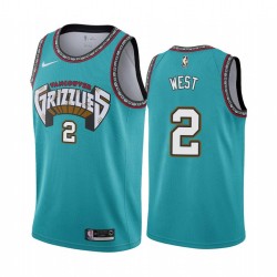 Green_Throwback Doug West Grizzlies #2 Twill Basketball Jersey FREE SHIPPING