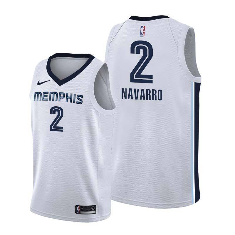 White Juan Carlos Navarro Grizzlies #2 Twill Basketball Jersey FREE SHIPPING