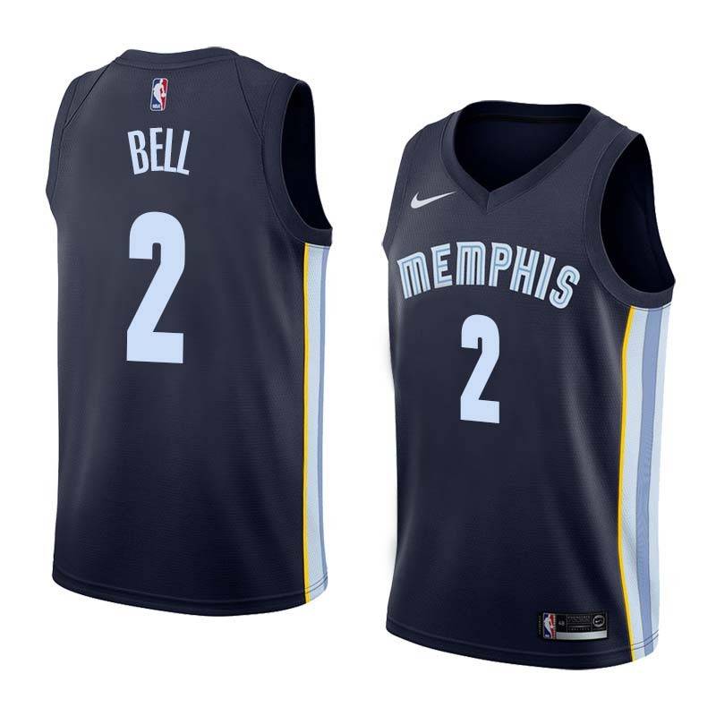 Navy Jordan Bell Grizzlies #2 Twill Basketball Jersey FREE SHIPPING