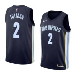 Navy Xavier Tillman Grizzlies #2 Twill Basketball Jersey FREE SHIPPING