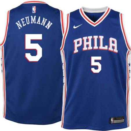 Blue Paul Neumann Twill Basketball Jersey -76ers #5 Neumann Twill Jerseys, FREE SHIPPING