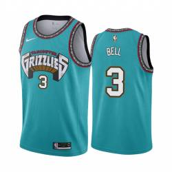 Green_Throwback Troy Bell Grizzlies #3 Twill Basketball Jersey FREE SHIPPING
