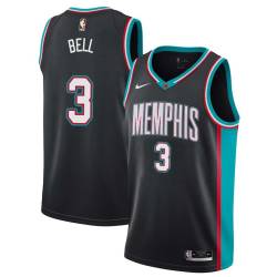 Black_Throwback Troy Bell Grizzlies #3 Twill Basketball Jersey FREE SHIPPING